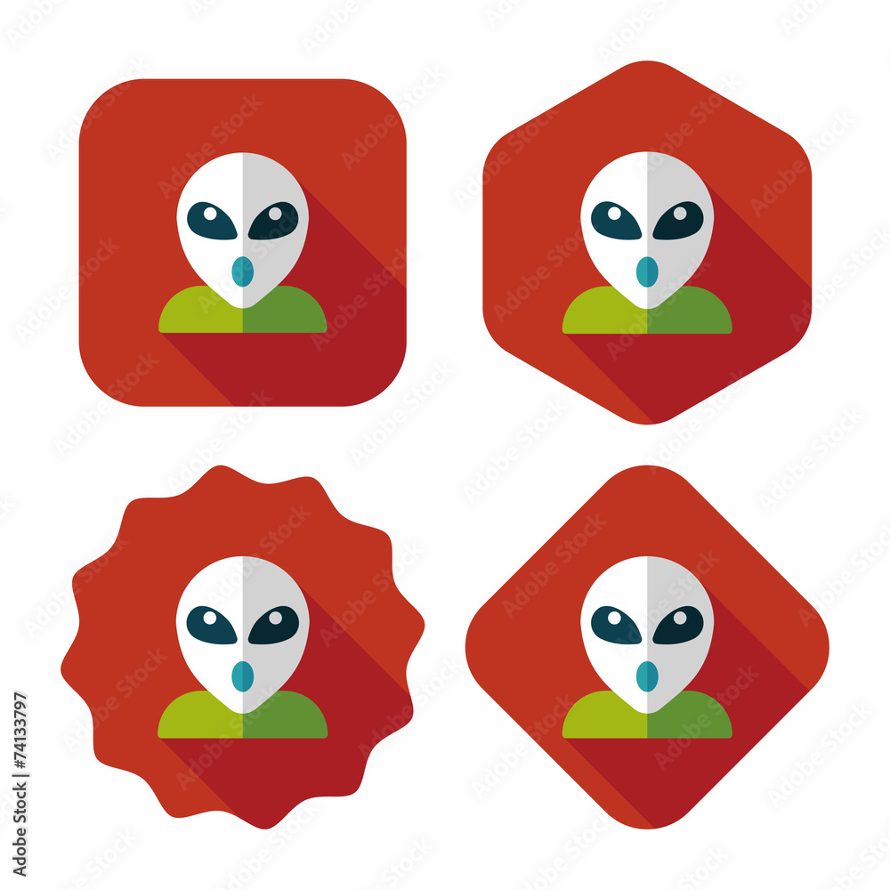 Space alien flat icon with long shadow,eps10