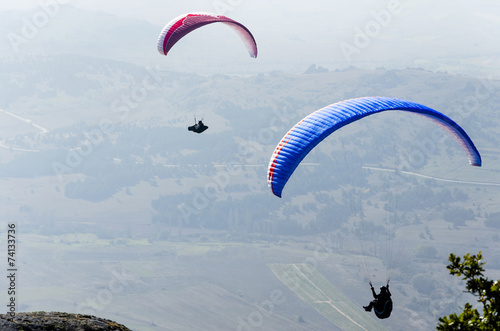Paragliding above high mountain range