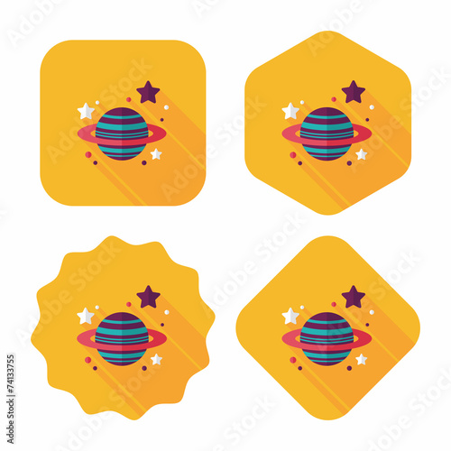 Space planet flat icon with long shadow eps10