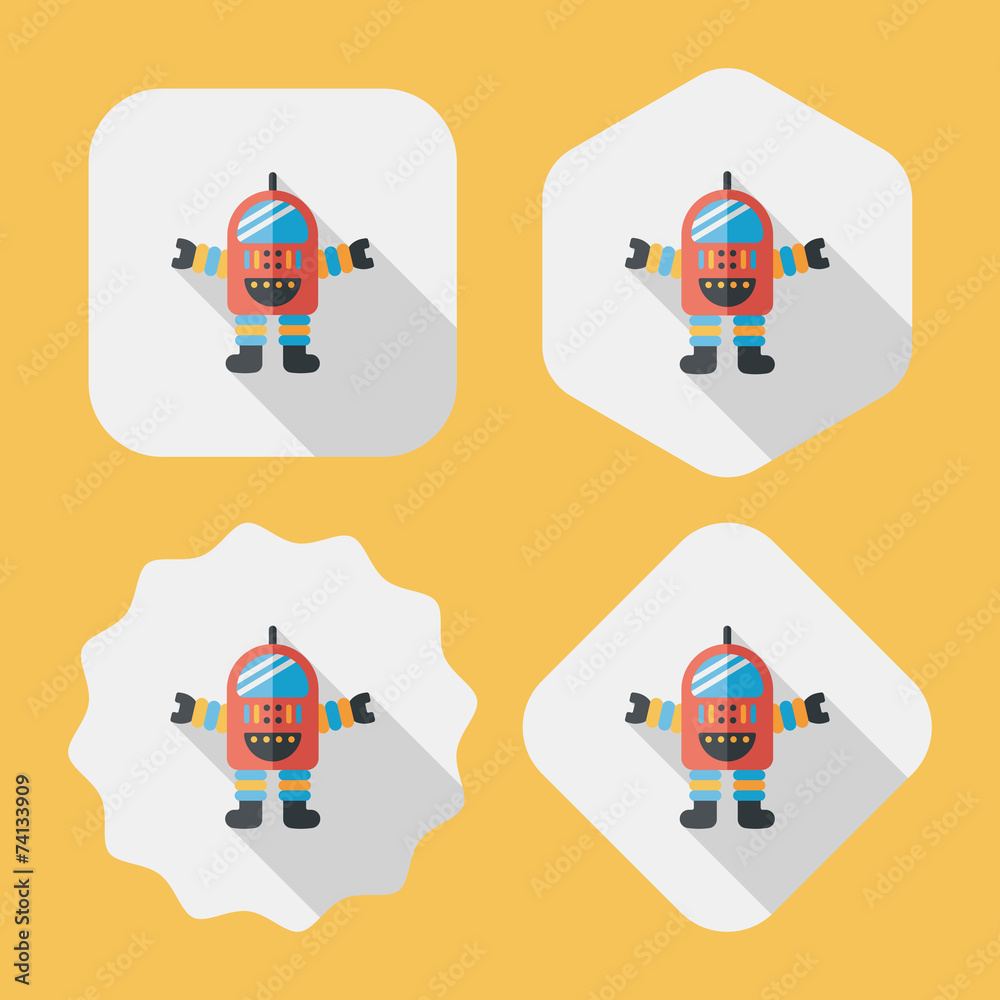 Space robot flat icon with long shadow,eps10 Space robot flat icon with long shadow,eps10