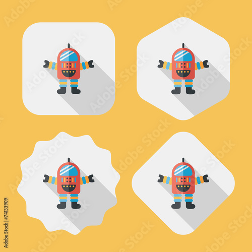 Space robot flat icon with long shadow,eps10