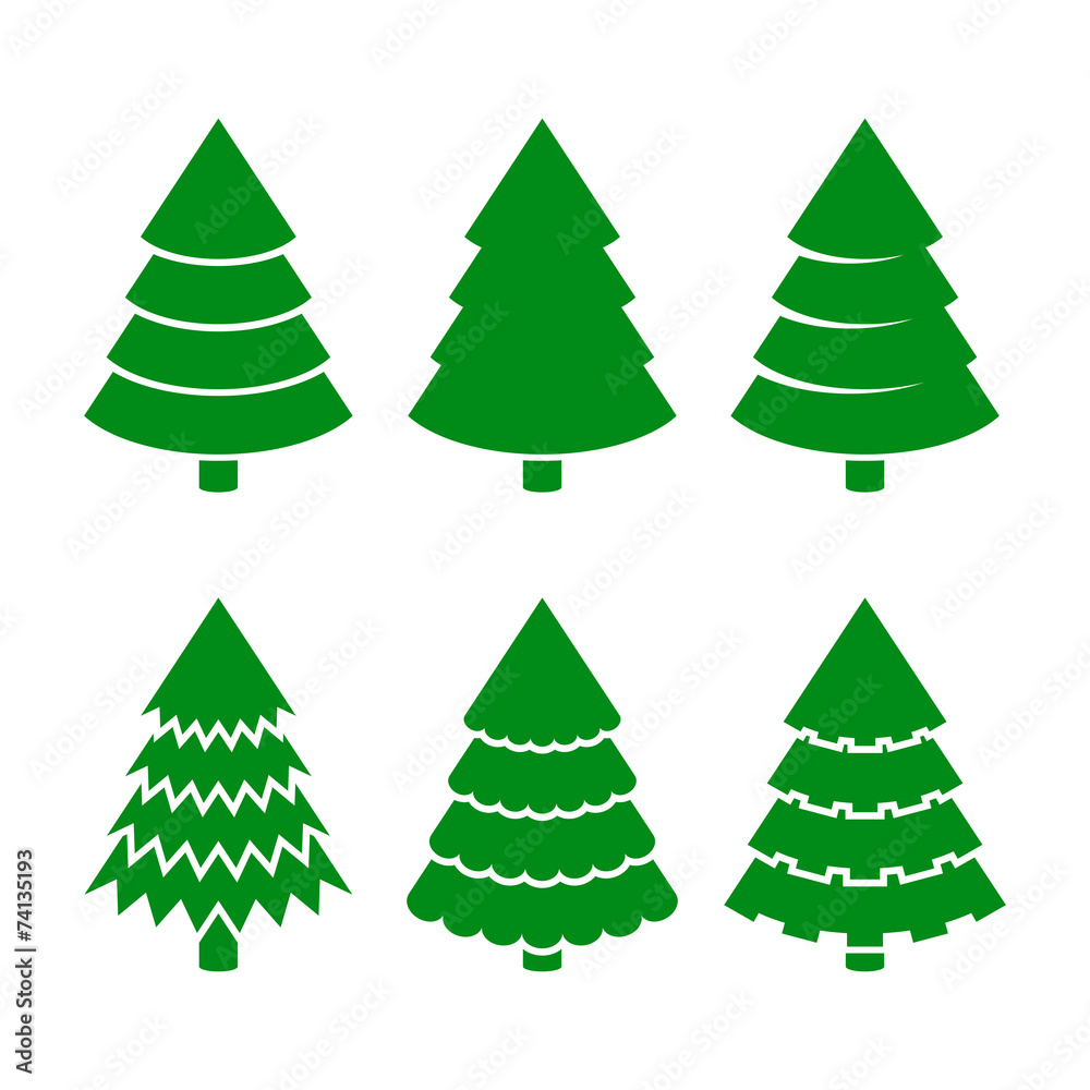 Christmas Trees Icons Set. Vector