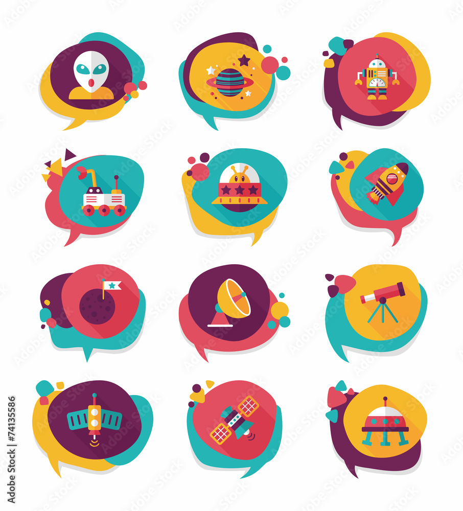 Space speech bubble flat design background set, eps10