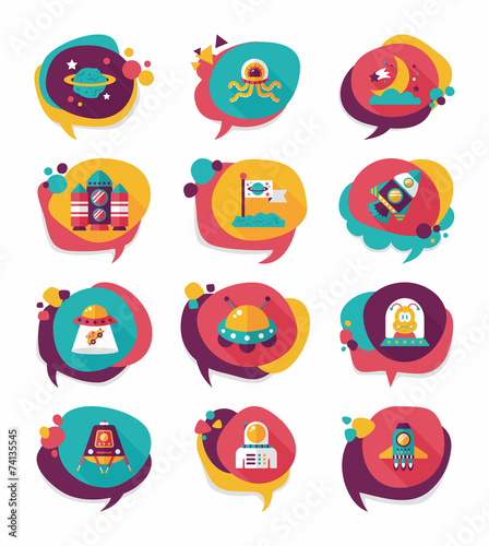 Space speech bubble flat design background set, eps10
