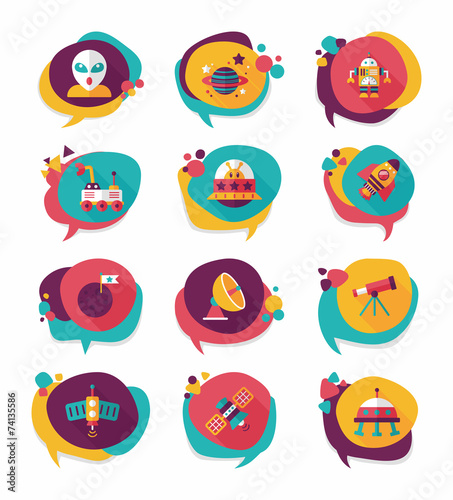 Space speech bubble flat design background set, eps10