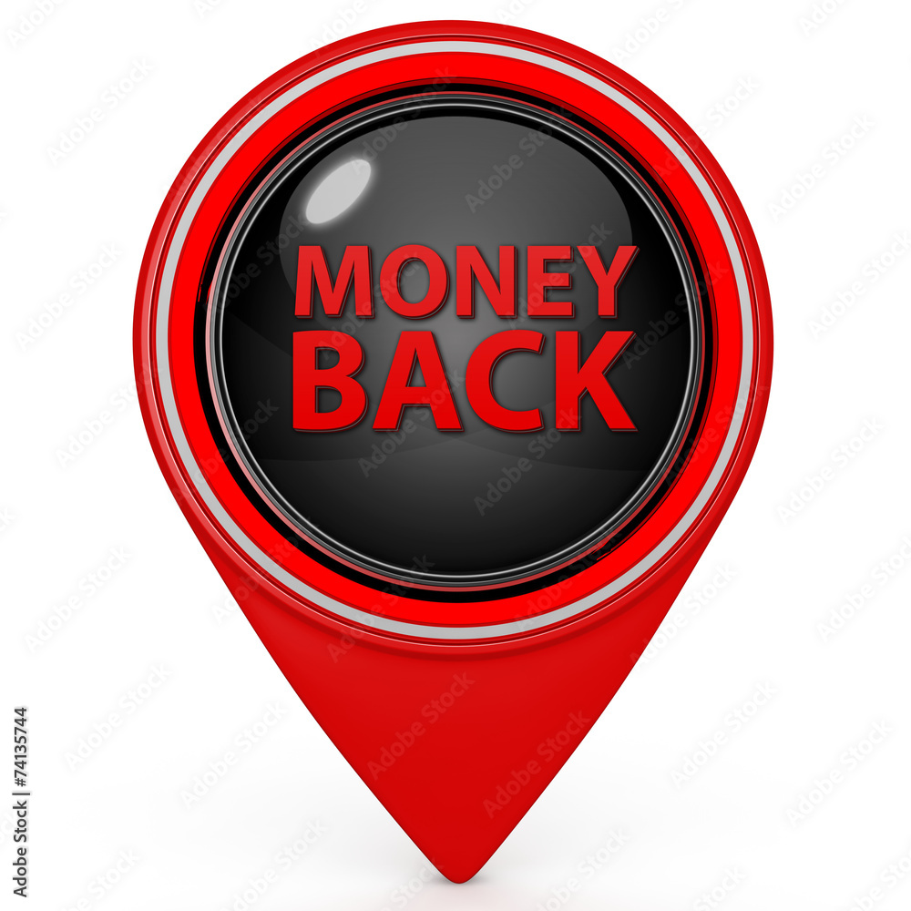 Money back pointer icon on white background Money back pointer icon on white background