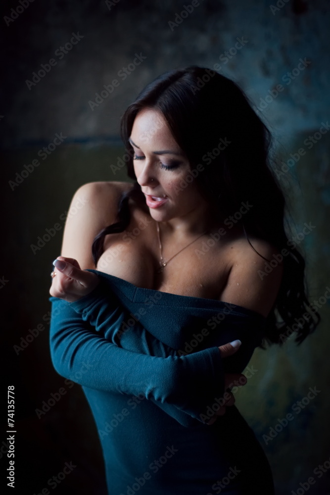 Fototapeta premium Girl admiring her breast