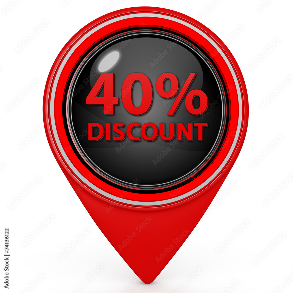 Discount forty percent pointer icon on white background Discount forty percent pointer icon on white background