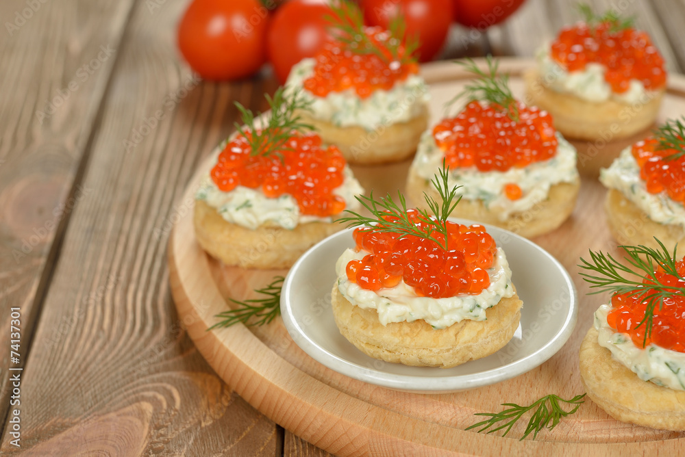 Appetizer with red caviar Appetizer with red caviar