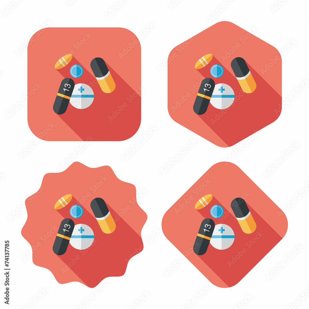 Pills flat icon with long shadow,eps10 Pills flat icon with long shadow,eps10