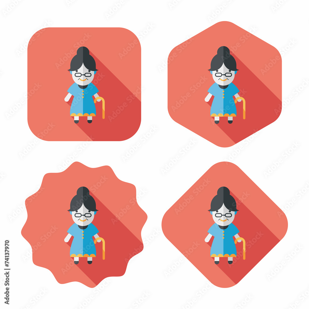 old woman flat icon with long shadow,eps10 old woman flat icon with long shadow,eps10