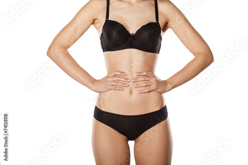 young pretty female body in black lingerie
