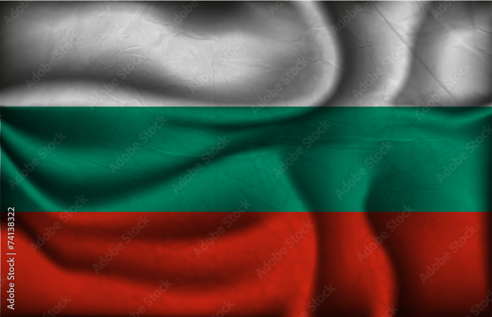 crumpled flag of Bulgaria on a light background