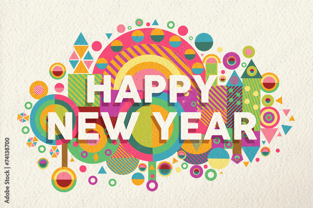 Happy new year 2015 quote illustration poster