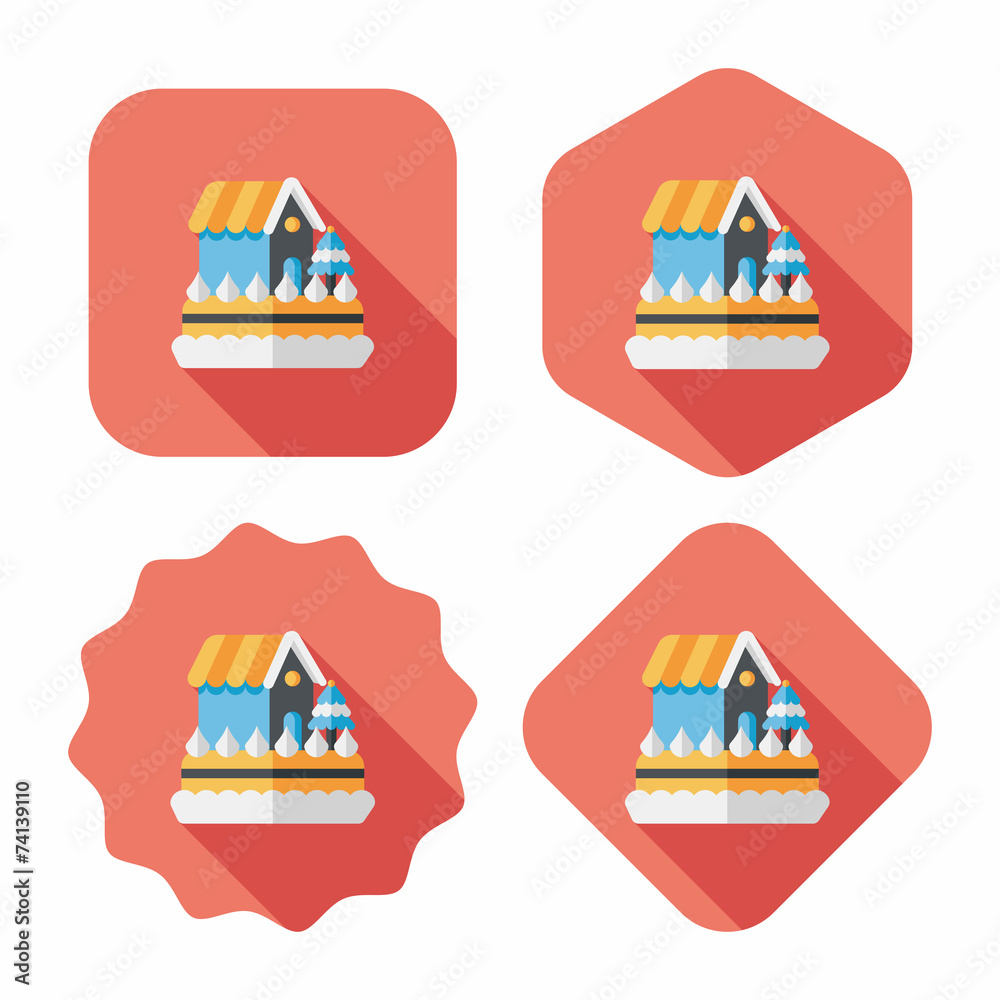 Christmas cake flat icon with long shadow,eps10