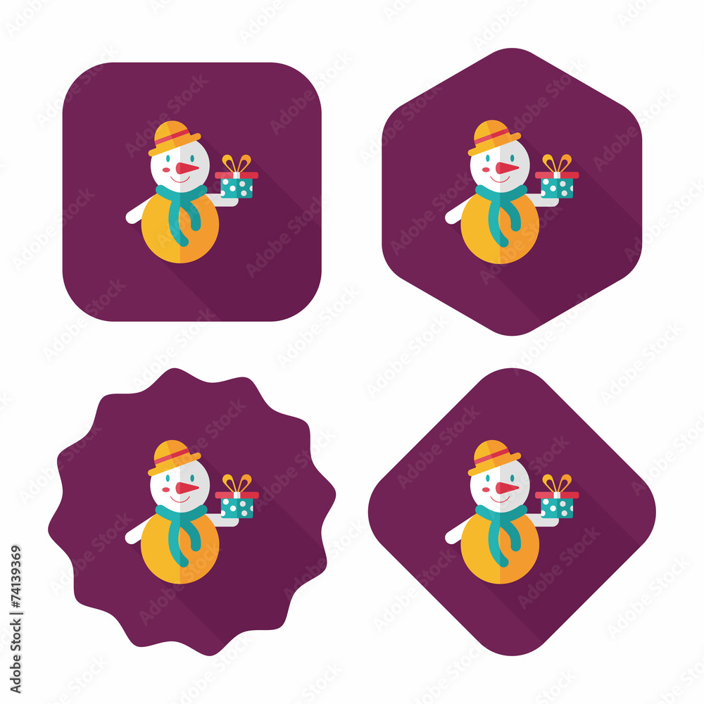 snowman flat icon with long shadow, eps10