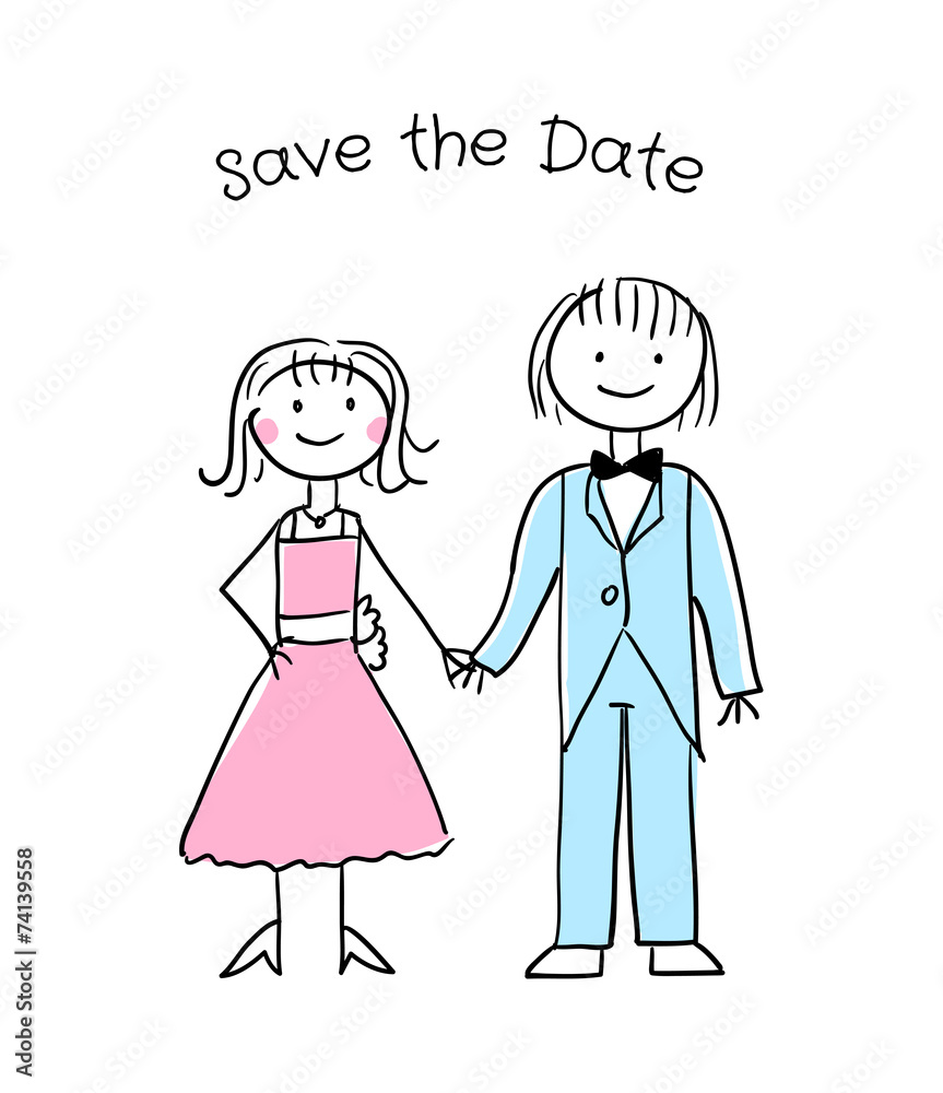 Cute cartoon wedding invitation template Cute cartoon wedding invitation template