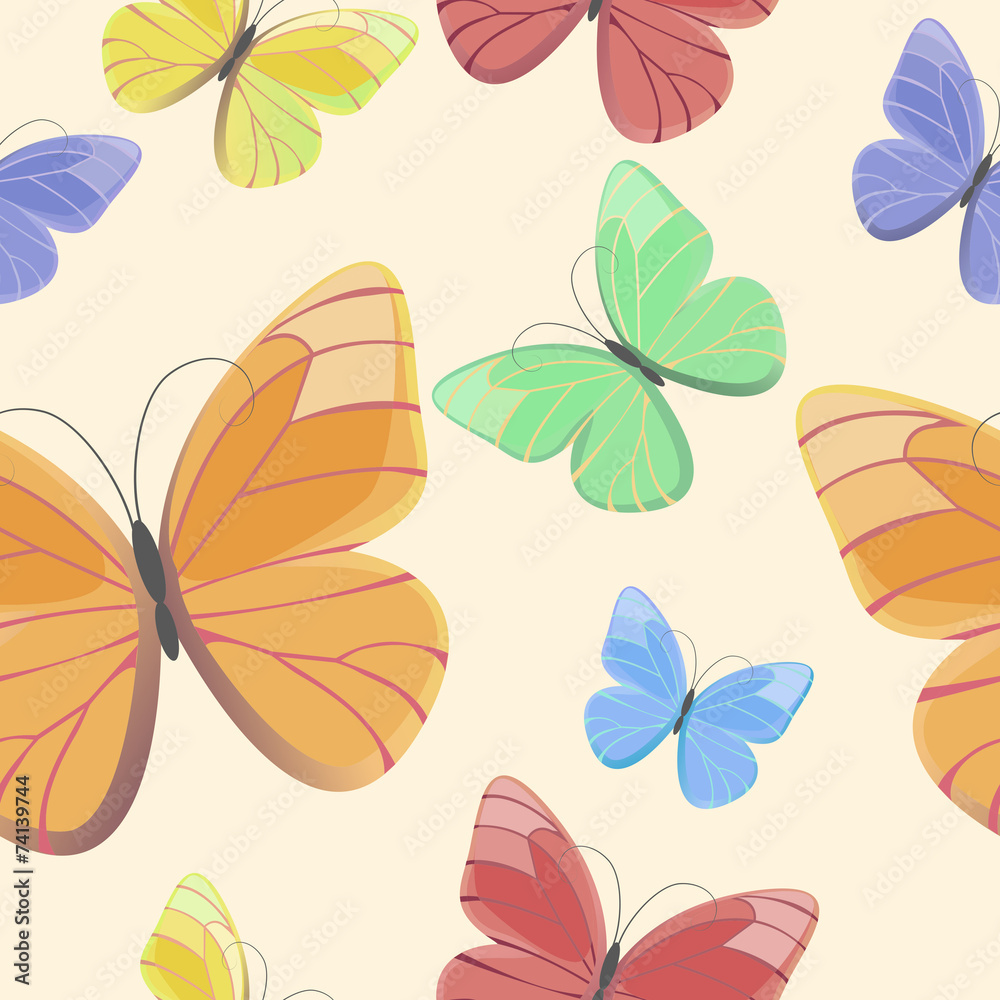 Seamless pattern with flying butterflies
