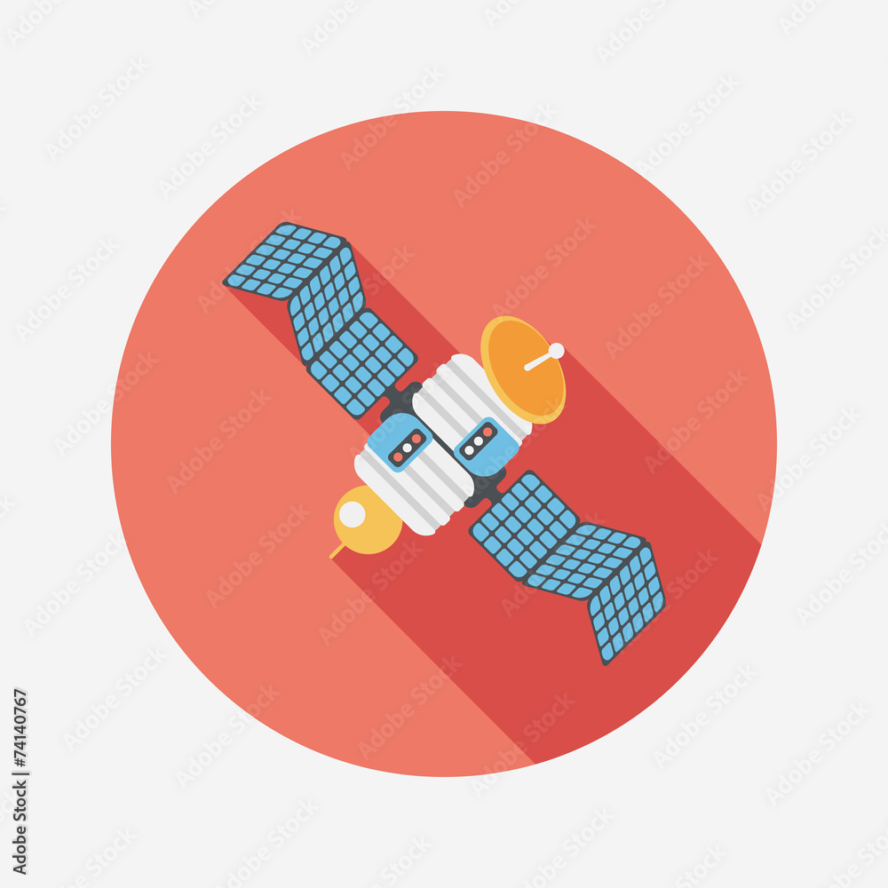 Space Satellite flat icon with long shadow,eps10