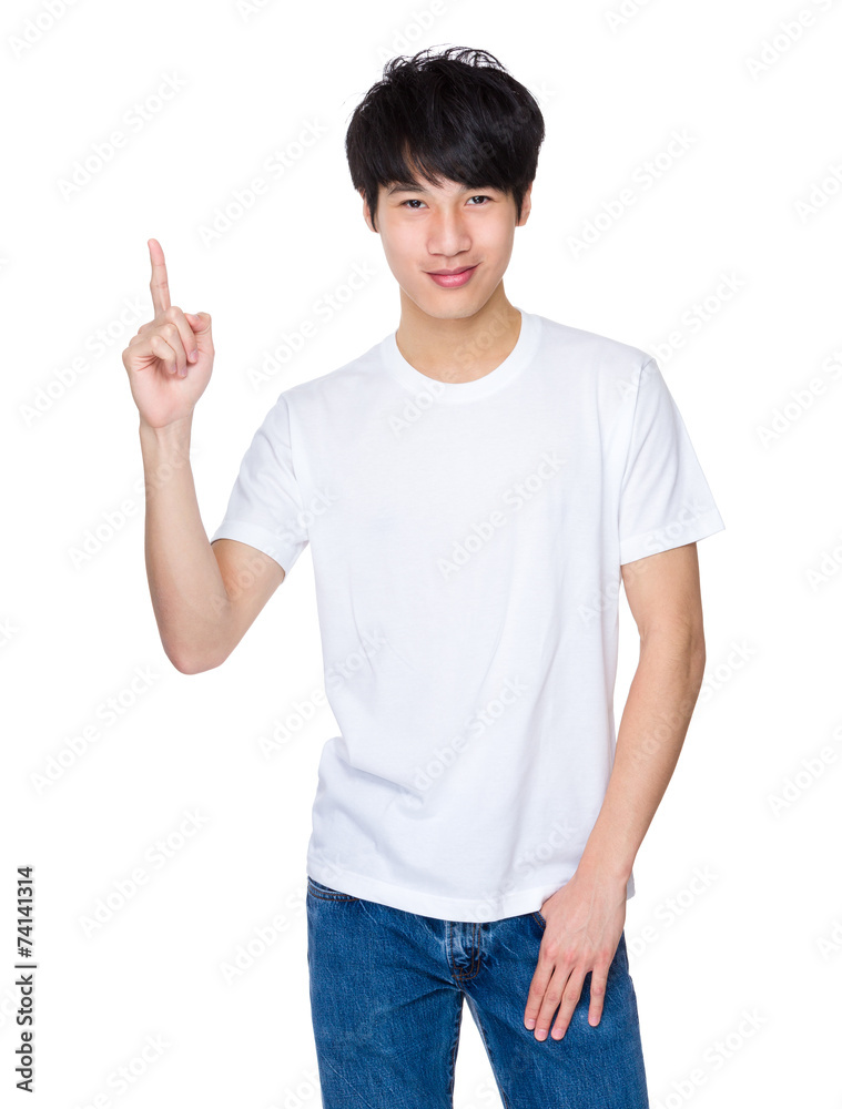 Man with finger point up