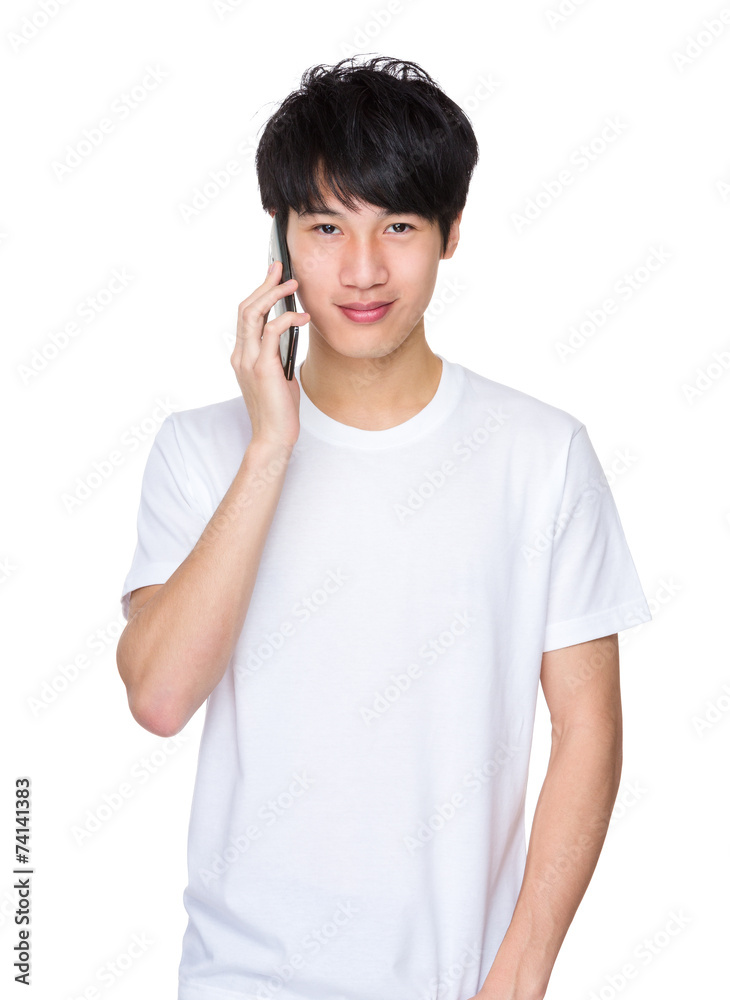 Man talk to phone Man talk to phone