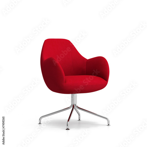 Isolated contemporary red armchair photo