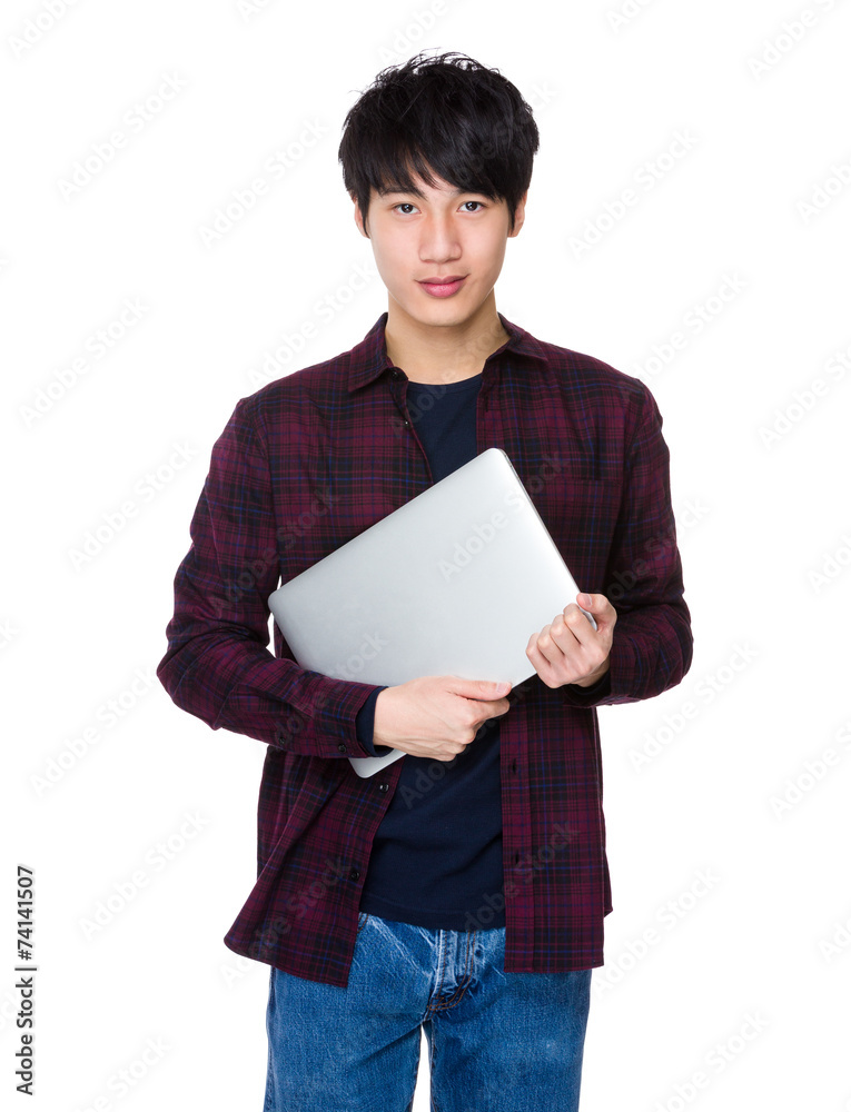 Man hold with laptop