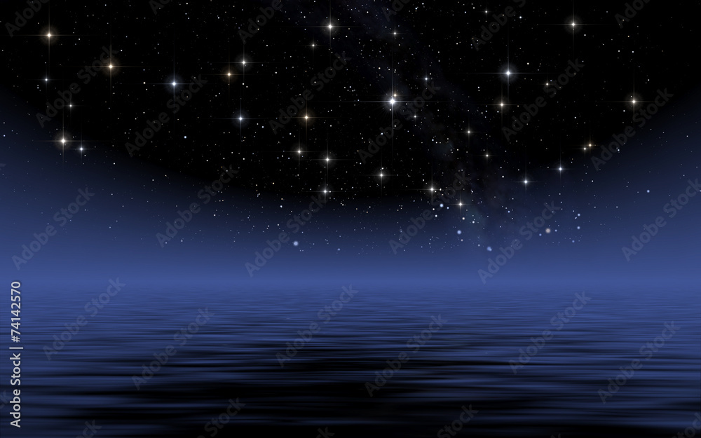 Obraz premium Calm sea in starry night