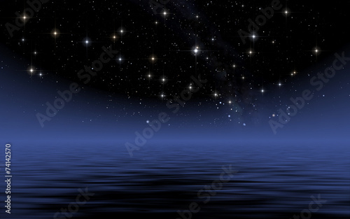Calm sea in starry night
