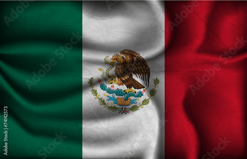 crumpled flag of Mexico on a light background