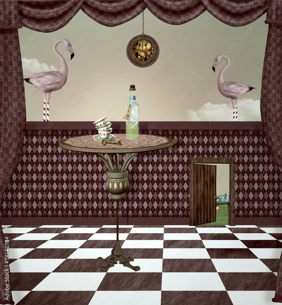 Wonderland series - Surreal drink room - obrazy, fototapety, plakaty 