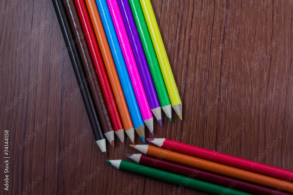 Fototapeta premium Color pencil on wood floors