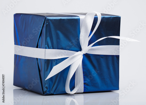 Blue gift box photo