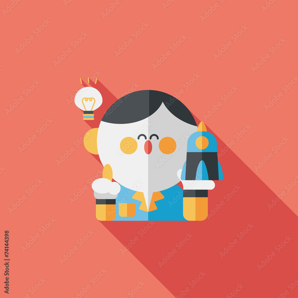Space scientists flat icon with long shadow,eps10 Space scientists flat icon with long shadow,eps10