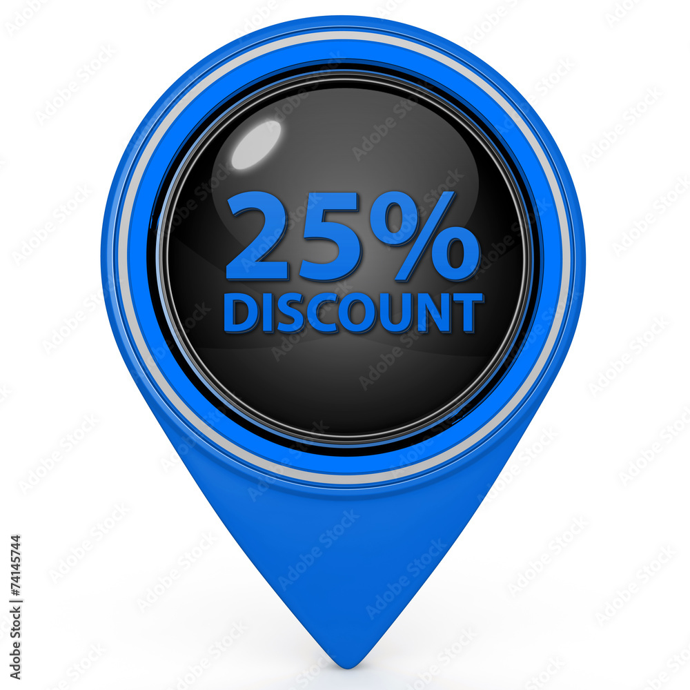 Discount 25 pointer icon on white background Discount 25 pointer icon on white background