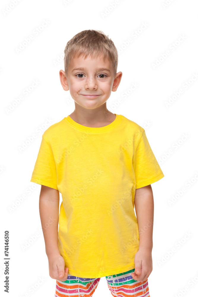 Cute little boy in a yellow shirt Cute little boy in a yellow shirt