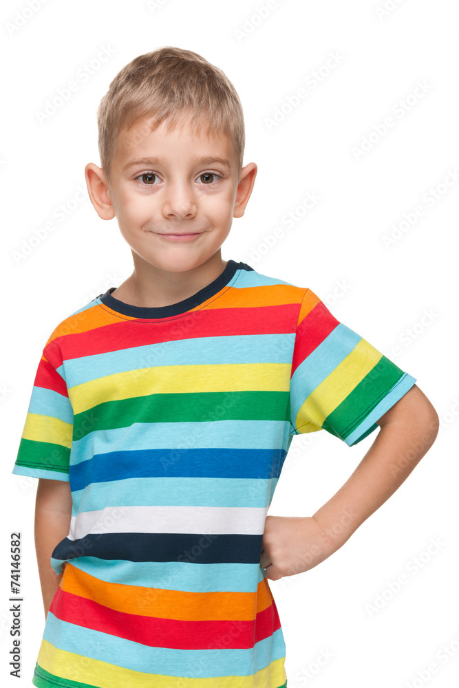 Handsome little boy in a striped shirt Handsome little boy in a striped shirt