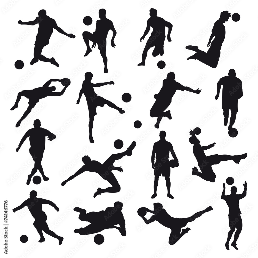 Soccer Silhouettes - obrazy, fototapety, plakaty 