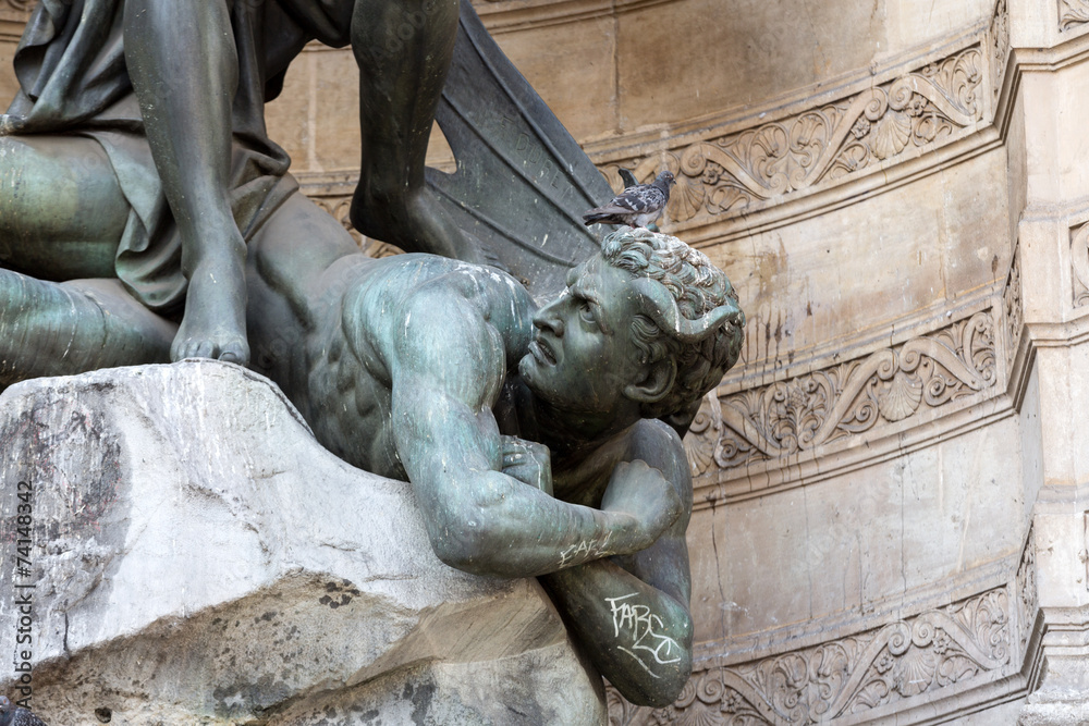 Statues of Fountain Saint Michel in Paris Statues of Fountain Saint Michel in Paris