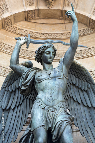 Statues of Fountain Saint Michel in Paris