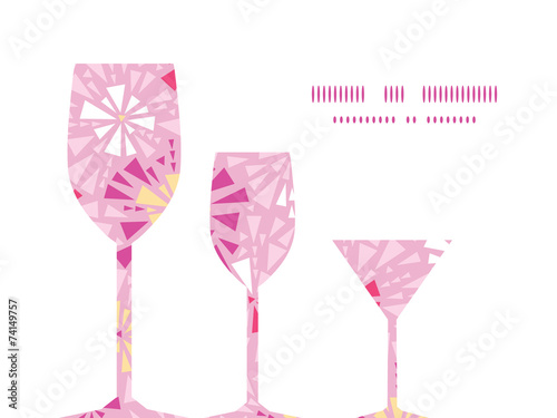 Vector pink abstract triangles three wine glasses silhouettes