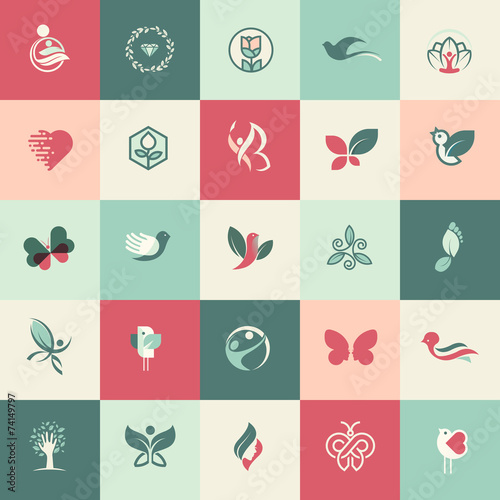 Set of flat design beauty and healthcare icons