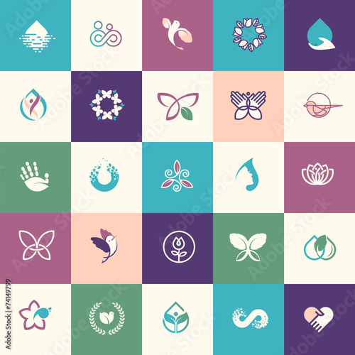 Set of flat design beauty and healthcare icons
