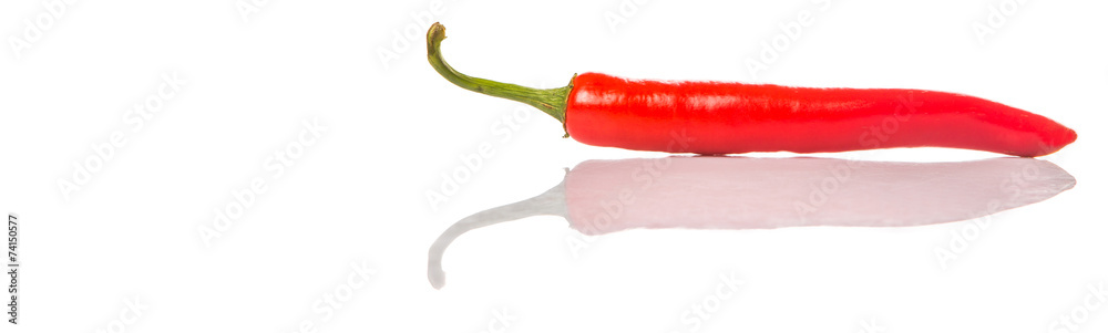Red chili peppers over white background Red chili peppers over white background