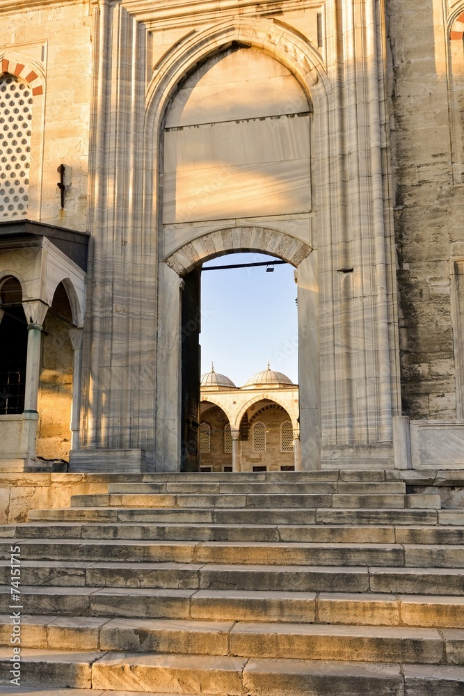 Stone entrance portal of the Süleymaniye mosque in Istanbul