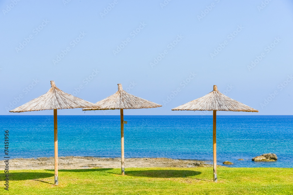 Fototapeta premium parasol of straw on the sea