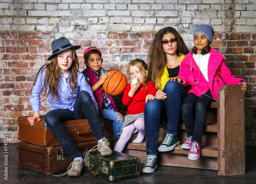 Multi-ethnic children group portrait