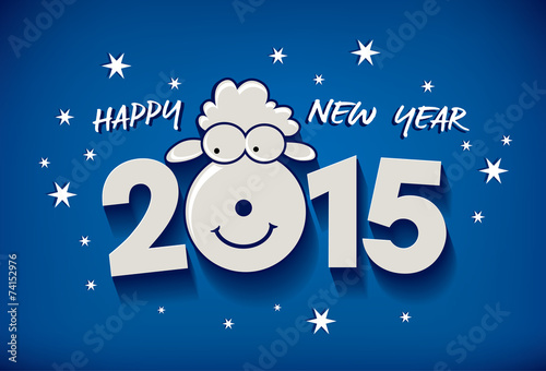 Happy new year 2015! Year of sheep. Vector Illustration