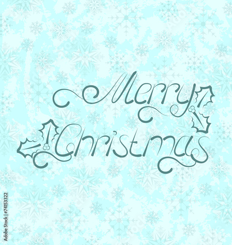 Calligraphic Christmas lettering, snowflakes texture
