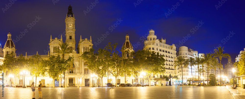  Placa del Ajuntament with City Hall. Valencia